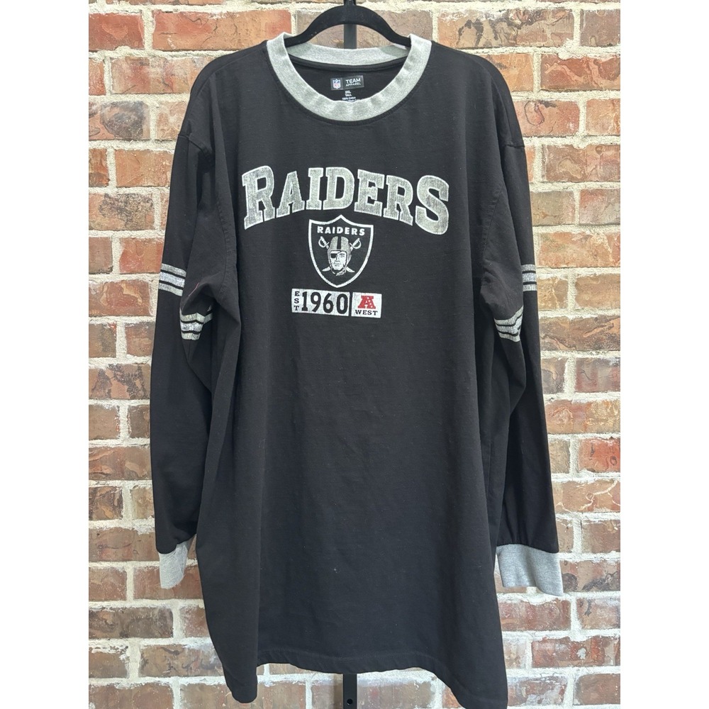 Y2K NFL LV Raiders L/S Shirt, Men's 2XL Tall Black, Retro Stripes, NFL Football‎